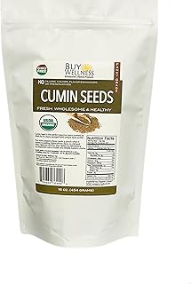 Whole Cumin Seed, Organic, USDA Fresh Tasting, Flavorful Cumin or Jeera seeds from Buy Wellness Organics 16 oz bag