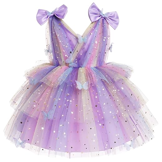 Vestido de aniversário de borboleta para bebês meninas com tule alto baixo batizado formal festa de casamento vestidos de tule sessão de fotos