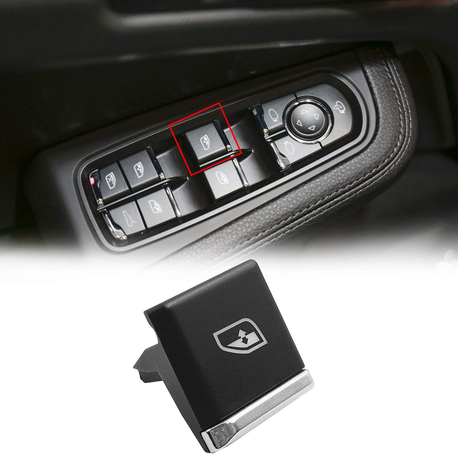 TTCR-II Interior Window Lift Switch Button Cap for Cayenne 2011-2018, for Macan 2015-2025 and Panamera 2010-2016, 1 Pc Power Push Button Replacement at Driver Side Window Glass Switch Control