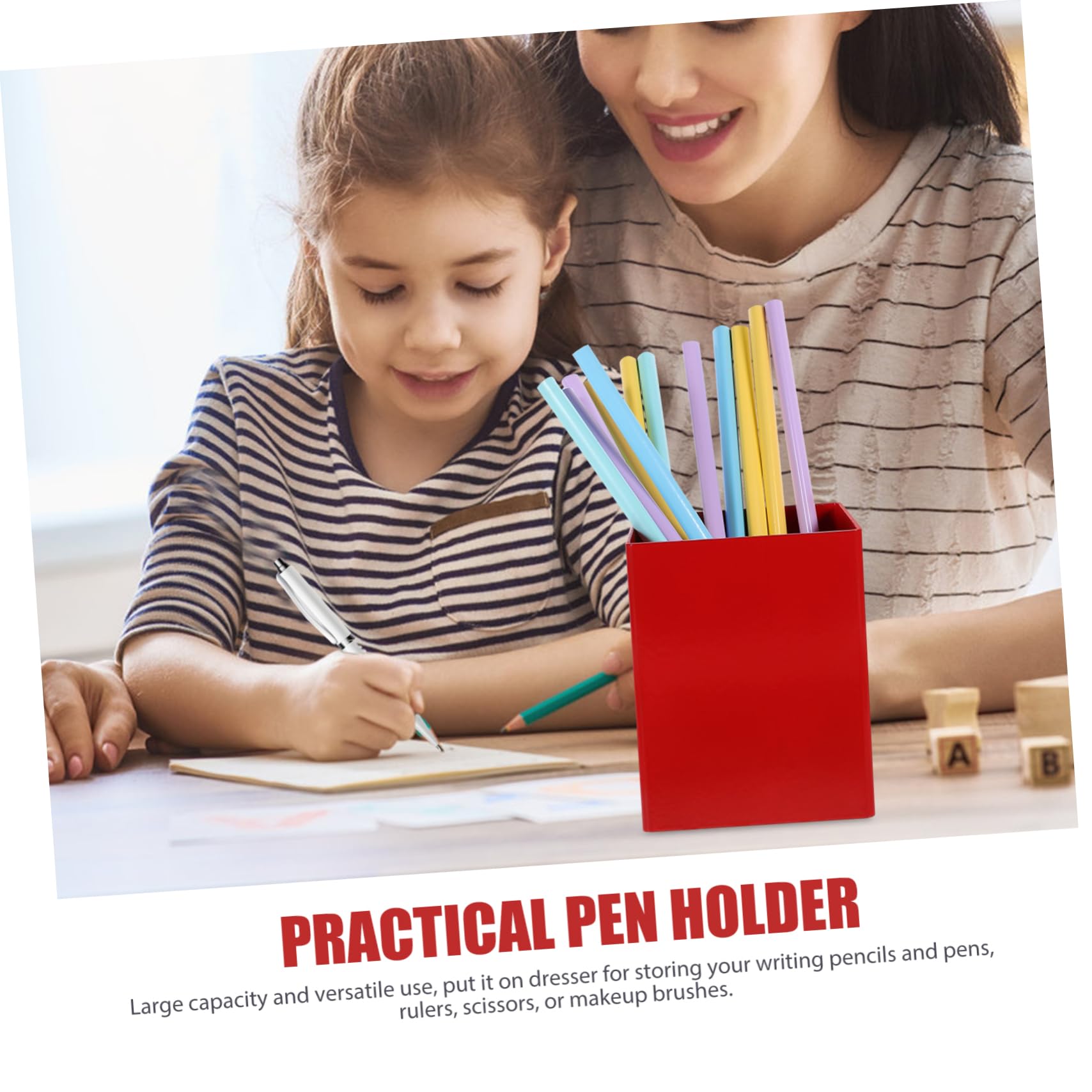 Artibetter 3 Pièces porte-stylo en métal Papeterie Se maquiller Porte-papiers pot à crayons Stylos porte-crayons pour bureau support de stylo de style simple rouge