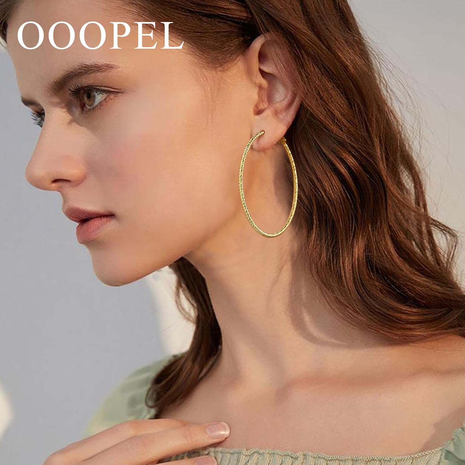 OOOPEL Gold Hoops Earrings for Women, 14k Real Gold Plated Big Earring Hoops Lightweight Earrings Hypoallergenic Large Sterling Silver Hoop Earring for Women 30MM 40MM 50MM 60MM - Image 2
