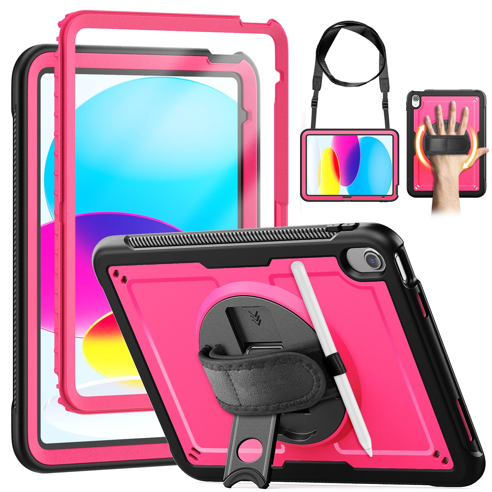 KAIJIAbox Case for iPad (A16) 11th/10th Generation 2025/2022 (11" /10.9 Inch), Full-Body Shockproof Protective Case with Screen Protector, 360°