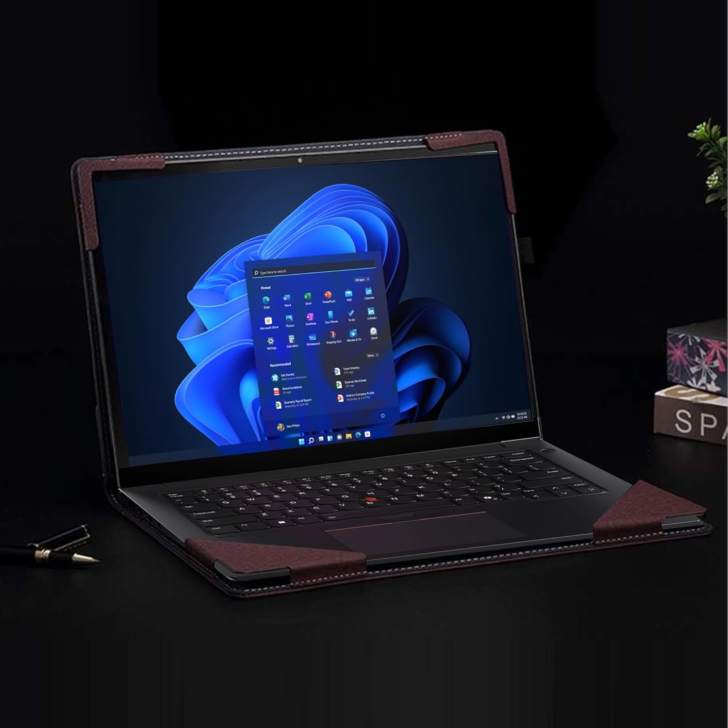 Laptop Cover for Lenovo ThinkPad P14s Gen 5 Intel 14.5″ (Not Suitable for ThinkPad P14s Gen 5 AMD14″) PU Leather Inside Pocket Cover (Wine red)
