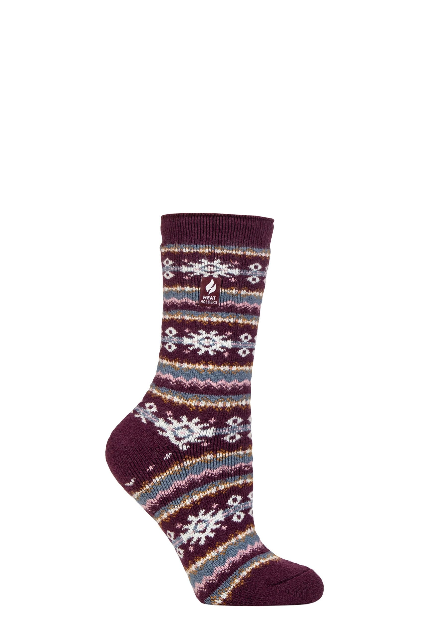 HEAT HOLDERS SOCKSHOP Ladies Socks - Nordic Soul Warming Warm Cosy Thermal Socks 1 Pair Size 4-8 Nordic Cabernet/Rose Blush