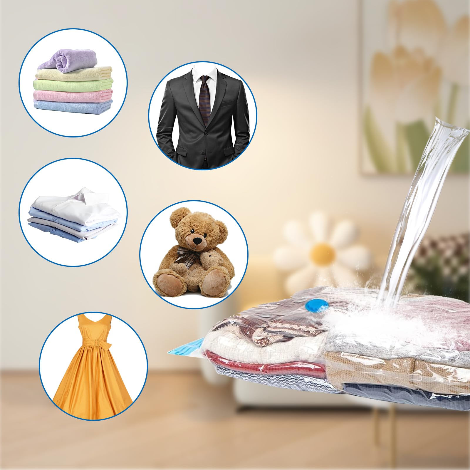 ALLY-MAGIC Vakuumbeutel 60x40 Cm - Wiederverwendbare Kompressionsbeutel Für Kleidung