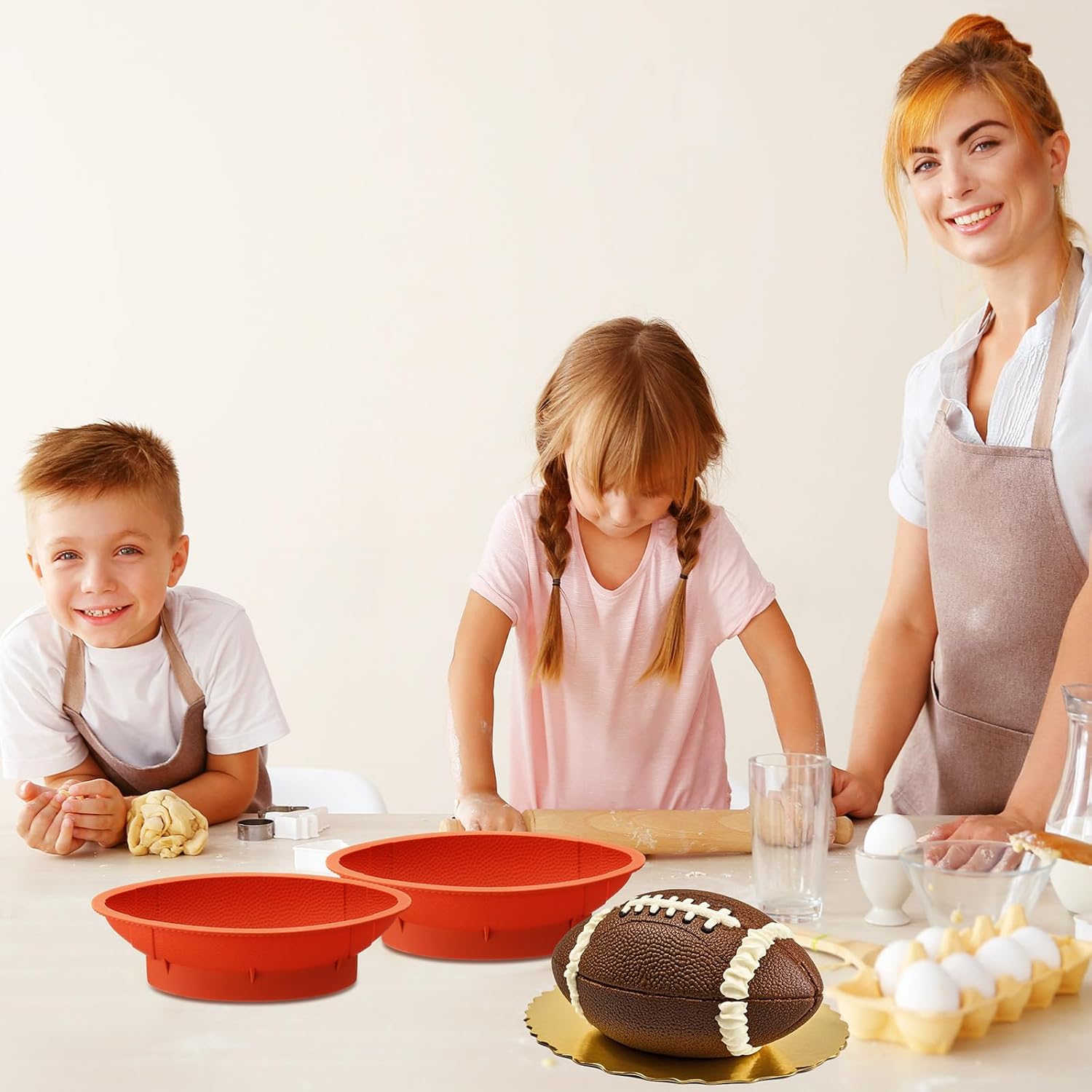 Nuogo 2 Pack Football Cake Pan 11 Inch Football Shaped Silicone Molds Nonstick Silicone Cake Pans for Baking, 3D Breakable Chocolate Mold and Sports Party - Image 6