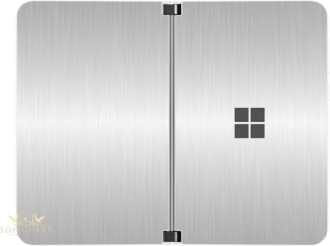 SopiGuard Sticker for Surface Duo Phone Edge-to-Edge Precision Vinyl Skin Wrap (Brushed Silver)