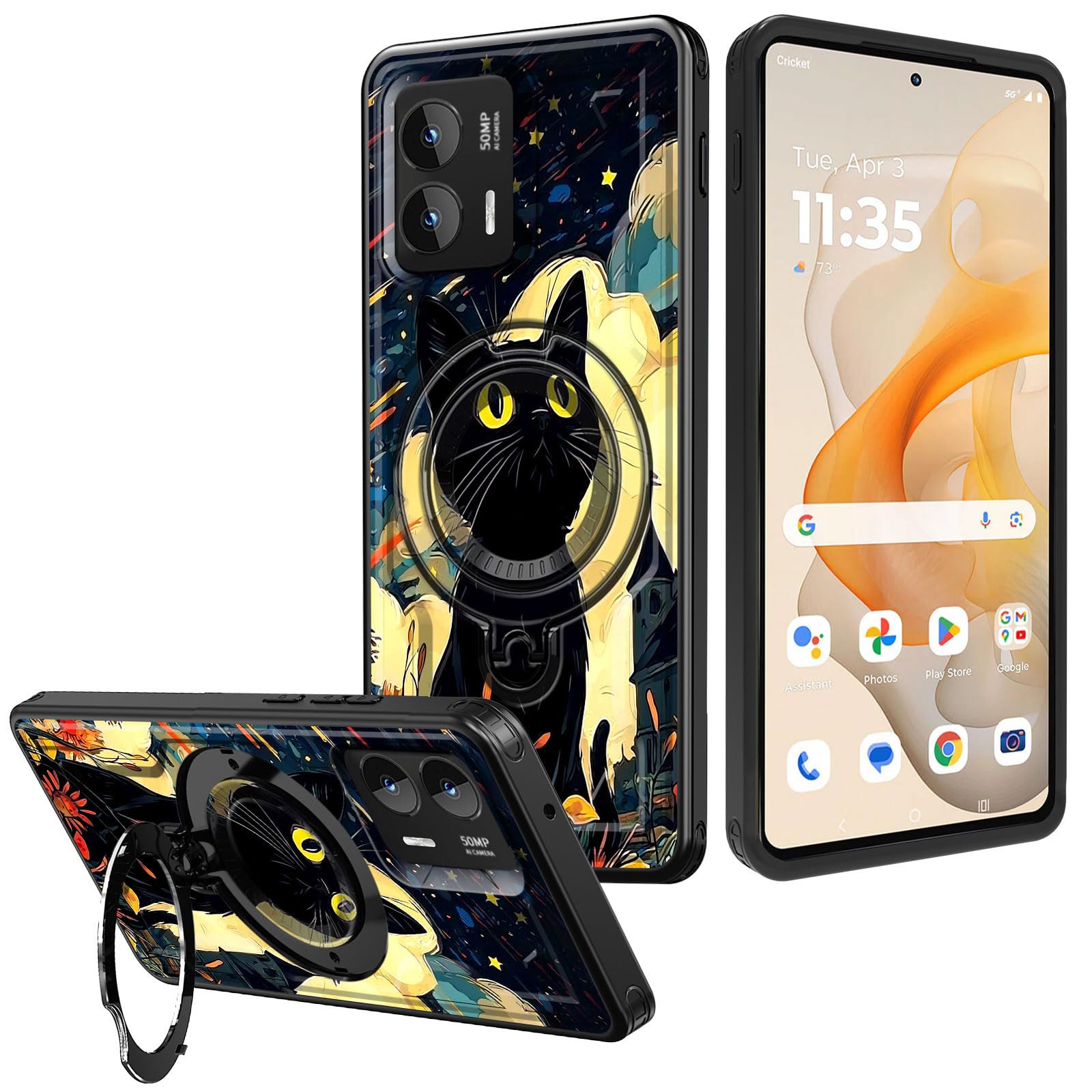 for Motorola Moto G Stylus 5G 2024 Case with Stand & Ring Holder – Military Drop Protection, Heavy Duty Shockproof Hard PC Back & Soft Silicone Phone