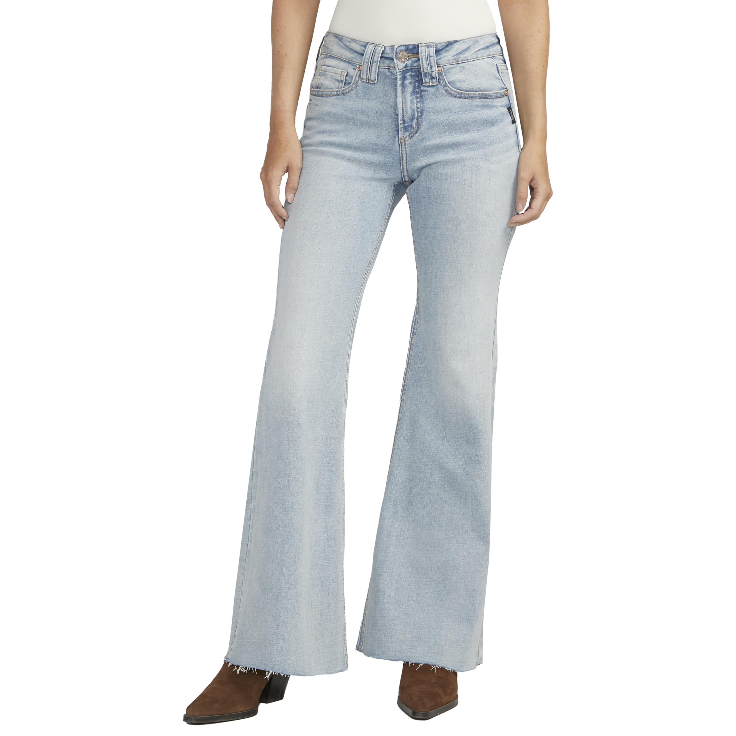 Silver Jeans Co. Women's Suki Mid Rise Curvy Fit Flare Leg Jeans