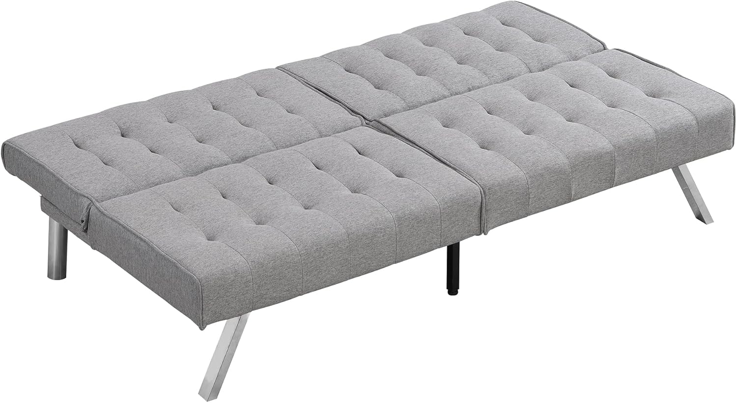 Wood Frame, Stainless Leg, FUTON, Sofa Bed Grey