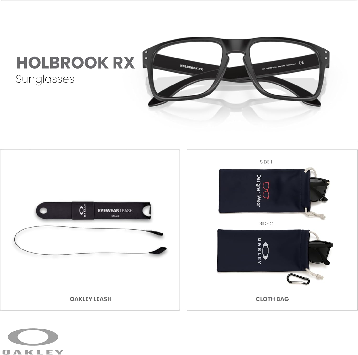 Oakley Holbrook Square Eyeglasses OX8156 for Men+ Bundle Accessory Leash Kit, Microfiber Pouch