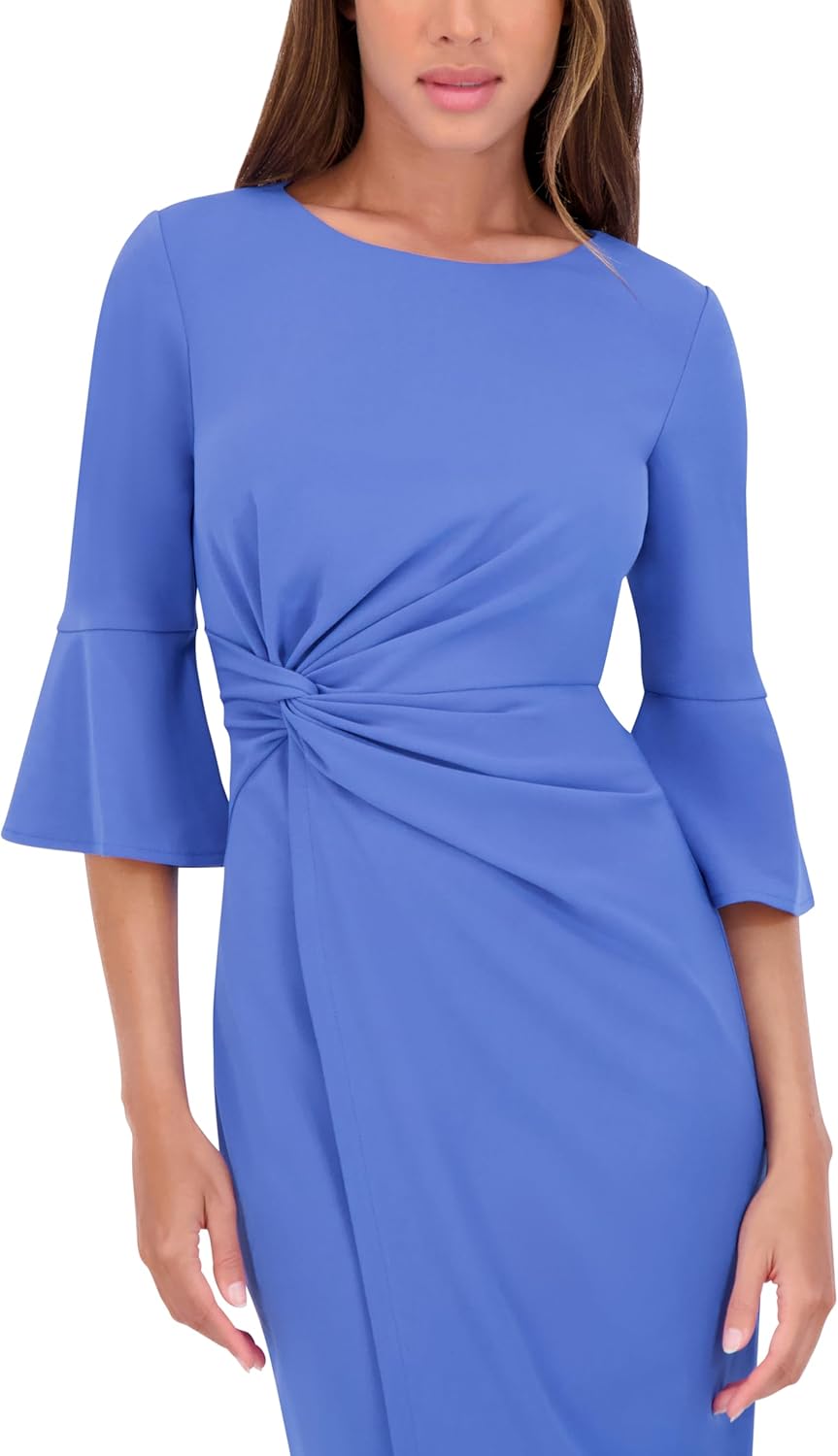 Kensie Womens Belle Sleeve Scuba Crepe Midi Dress - Image 2