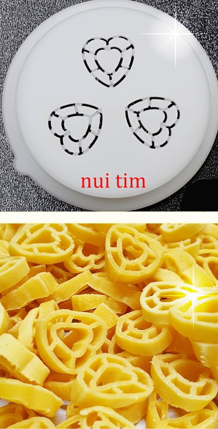 Heart Pastina Shaped Pasta Maker Disc, Fun Shaped Noodles for Valentines & Weddings, Electric Philips Pasta Maker Attachments, Valentines Day, Kitchen Appliances (Heart Pastina 10-8mm)