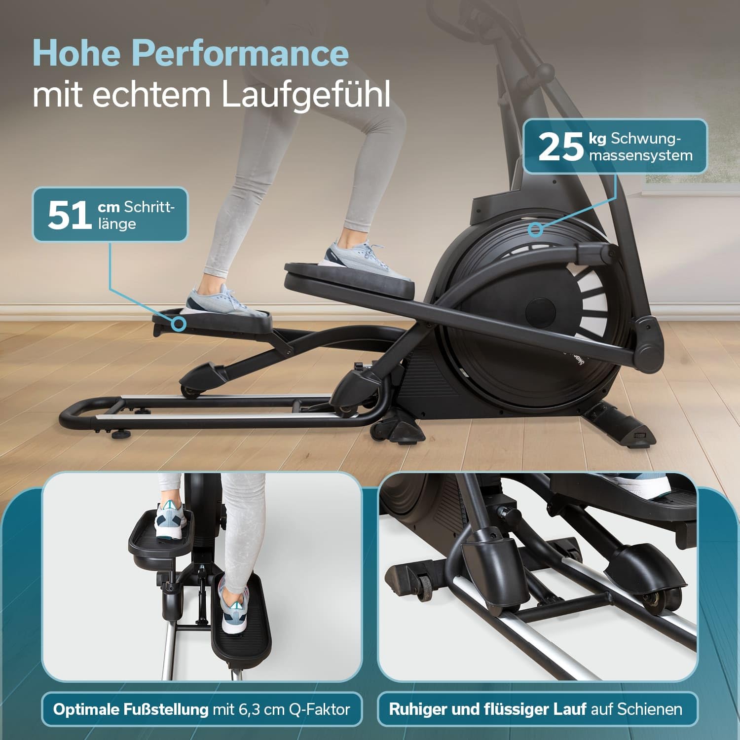 Skandika Crosstrainer für Zuhause Carbon P23 | klappbar, Ellipsentrainer mit 23 Programmen, 16 Stufen, platzsparend, leise, Kinomap App kompatibel, moderner Computer, kompakt, Cardio, Bis 135Kg