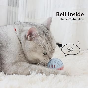 Interactive Cat Toy Balls Set - 3 TPR Balls in 1 Pack Colorful and Durable Ball Toys with Bell for Indoor Cats Exercise, Chase and Self Play for Kittens