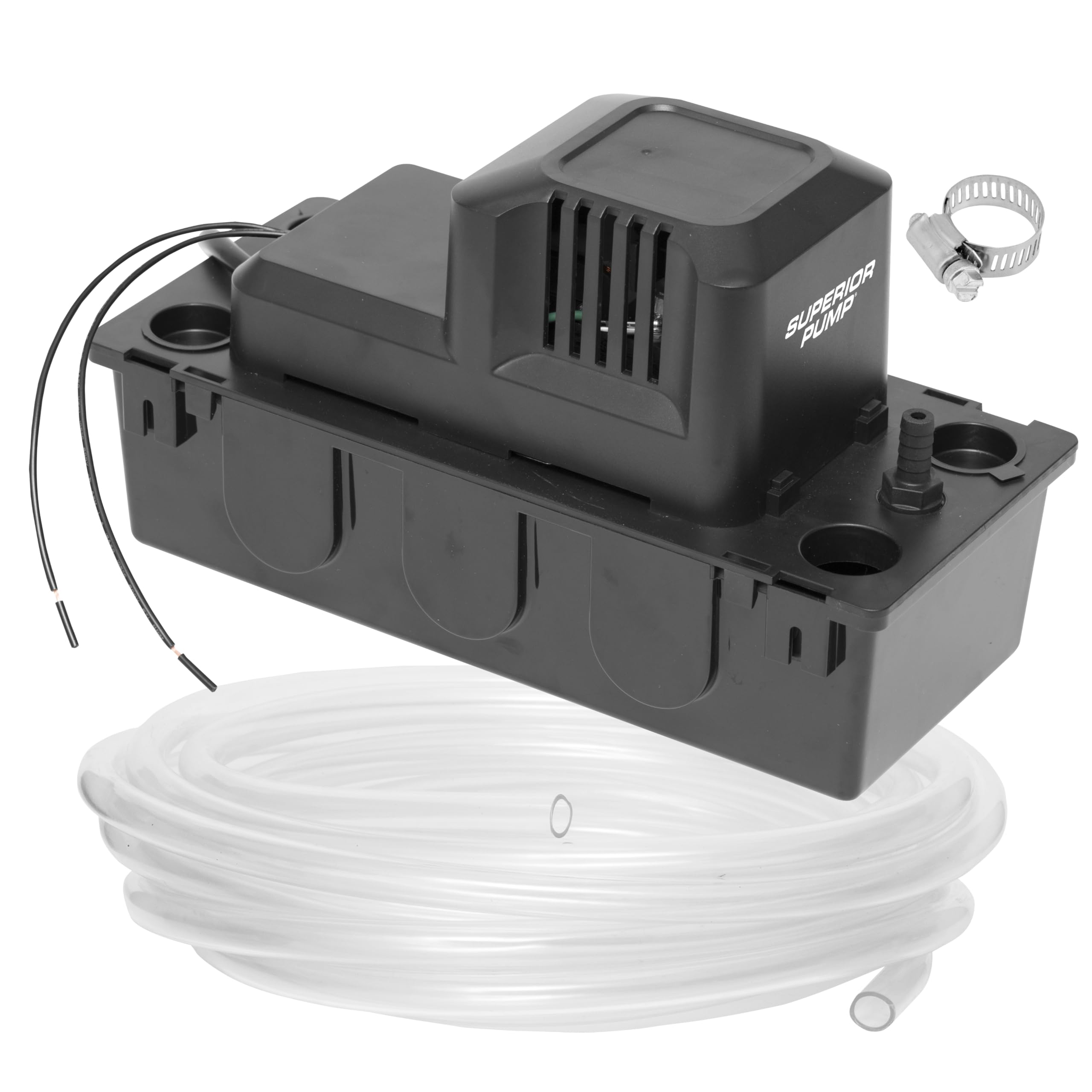 Superior Pump 97154, 65 GPH 1/50 HP Automatic Condensate Pump with Safety Switch and 20 Ft. Tubing for HVAC, Dehumidifier, Furnace, Air Conditioner, Max Head 18 ft, Black