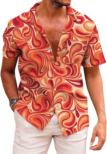 KYKU Camisa hawaiana funky para hombre, camisas de Palm Beach, camisas tropicales para vacaciones