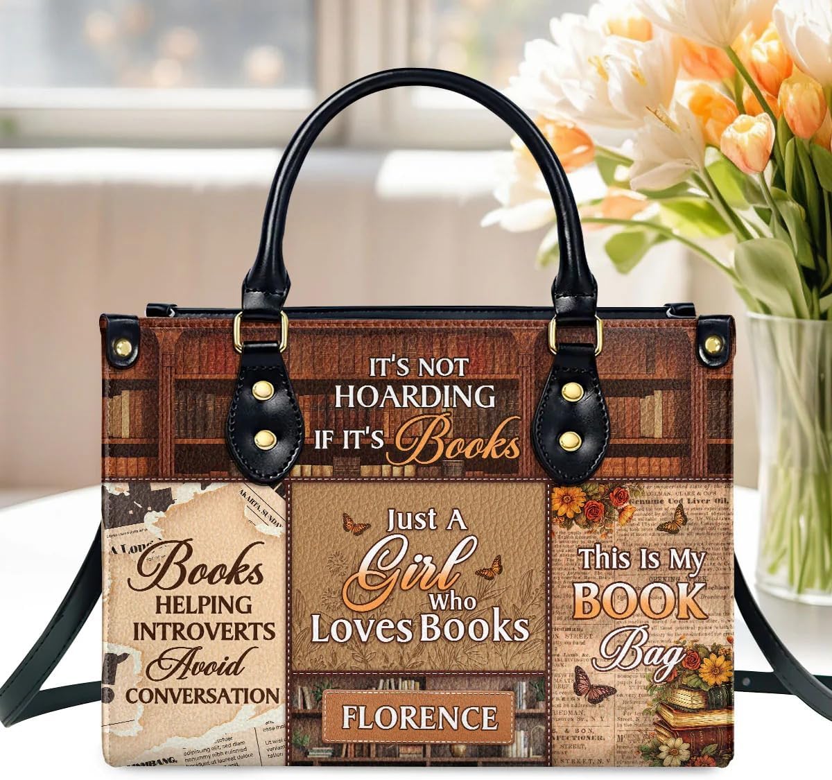 Just A Girl Who Loves Books, This Is My Book Bag Personalized Leather Bag, Book Lovers Leather Bag for Women, Bookish Handbag, Book Lovers Leather Shoulder Bag, Bookish Gifts for Her, Readers Gifts