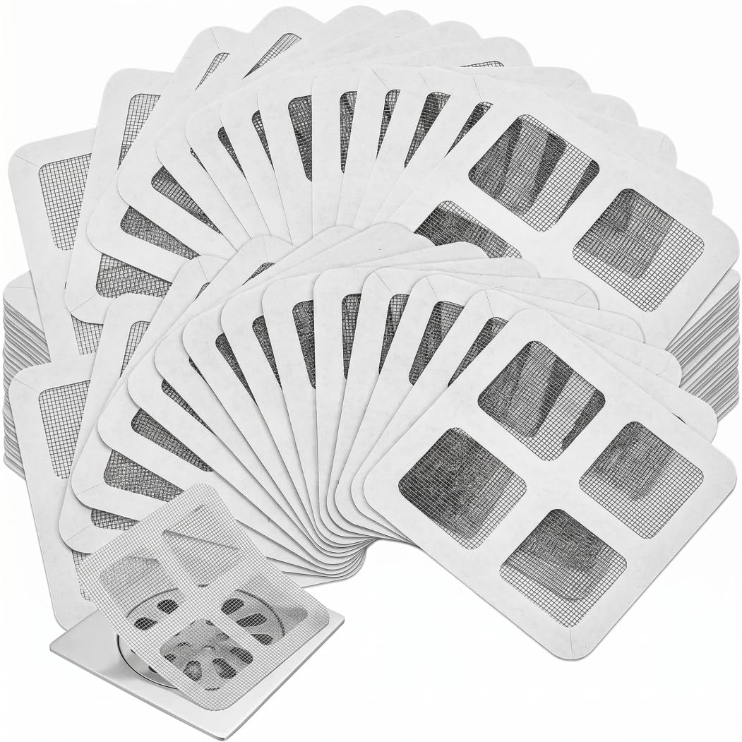 Tsawntd 30 Pack Disposable Shower Drain Hair Catcher, Fine Mesh Drain Screen Adhesive Efficient Filtering for Bathroom Bathtub Sink screen disposable shower hair catcher
