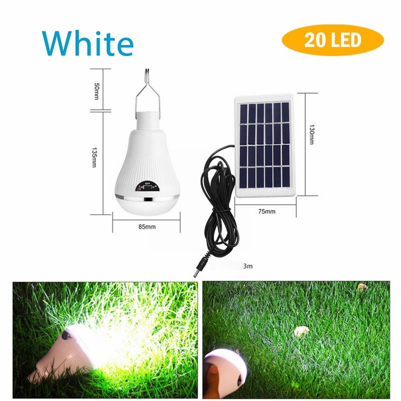Linterna de Camping Lámpara de Emergencia Solar Impermeable de 20 LED con Brillo Ajustable, Recargable for Senderismo y Pesca