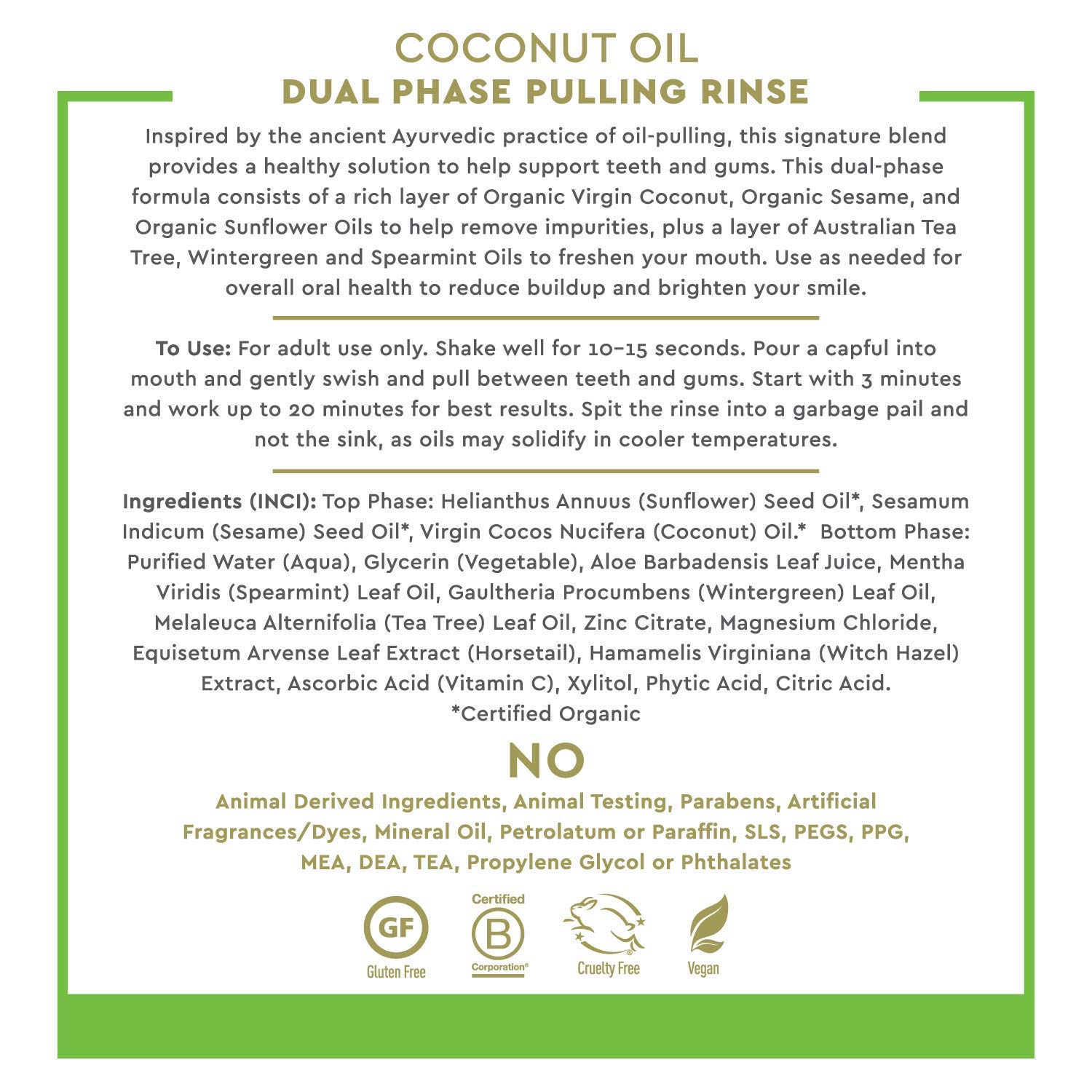 Coconut Oil Dual Phase Pulling Rinse - 8 fl oz : Beauty & Personal Care