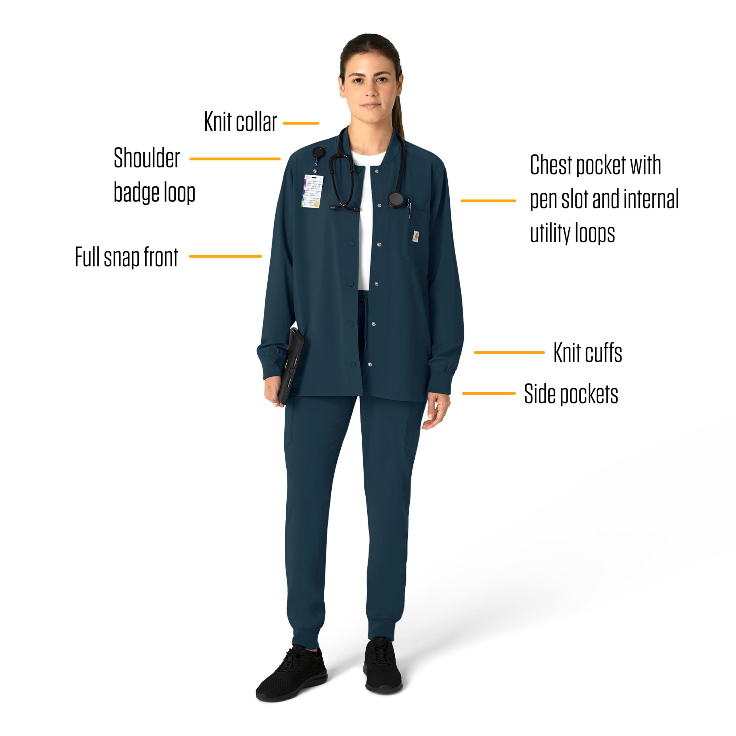 Carhartt Force Cross-Flex Women's Shirt Jacket - Navy, S
