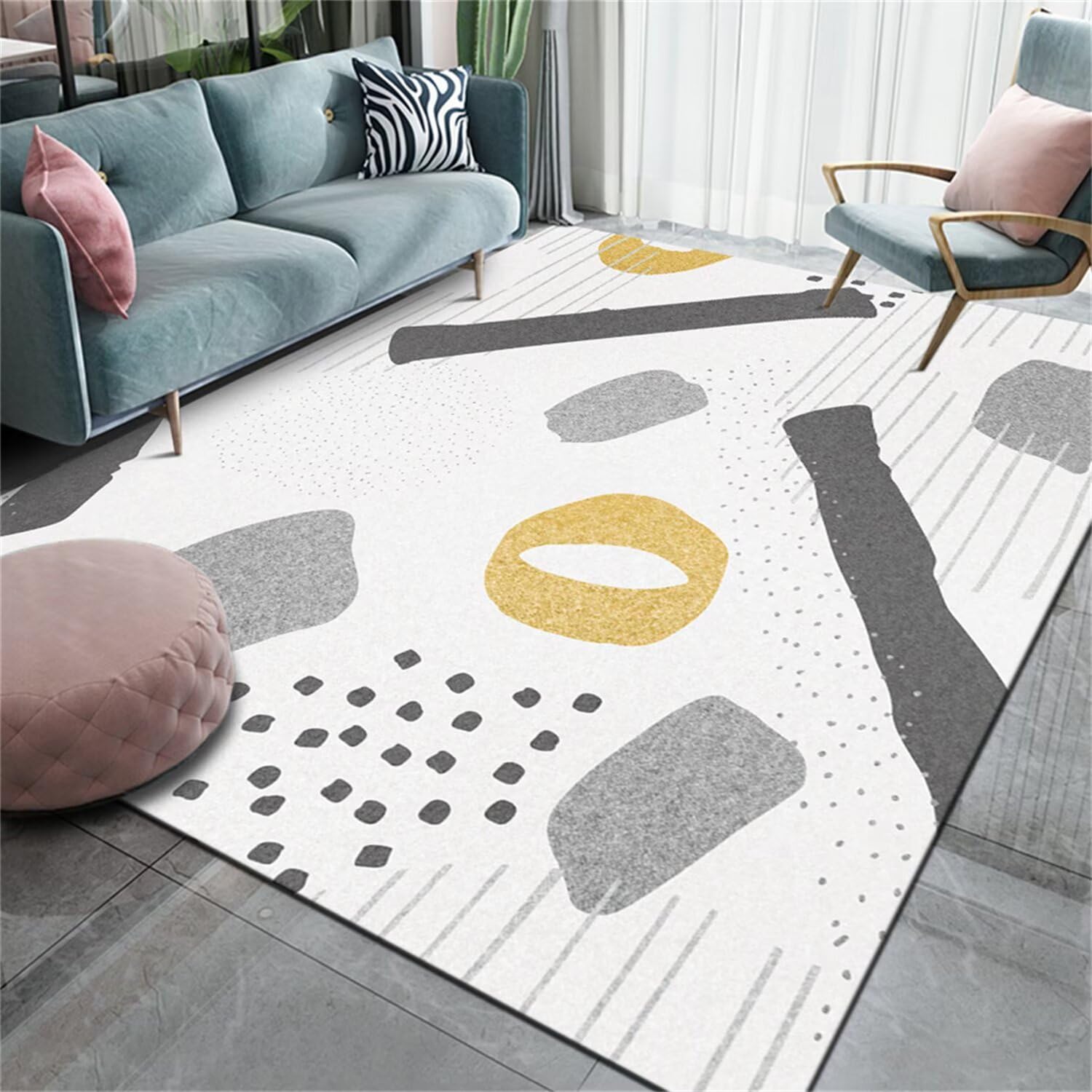 Tapis de salon gris 50x80cm petit poil ras bureau et couloir