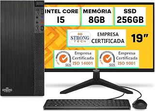 Computador Completo Intel Core i5 8GB SSD 256GB Monitor 19" HDMI Teclado e Mouse, Preto Strong Tech