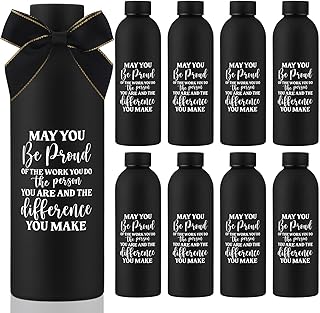10 Pcs Employee Appreciation Gifts Thank You Water Bottle Bulk 17 oz Stainless Steel Frosted Inspirational Team Bottle with Box for Teacher Nurse Staff Christmas Gifts(Black,Appreciation)
