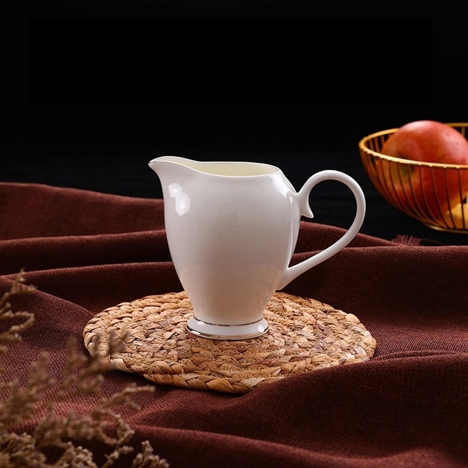 Gravy Boat White Fine Porcelain Gravy Boat 11Oz Gravy Boat for Gravy, Warming Sauces, Salad Dressings, Milk Gravy Jug