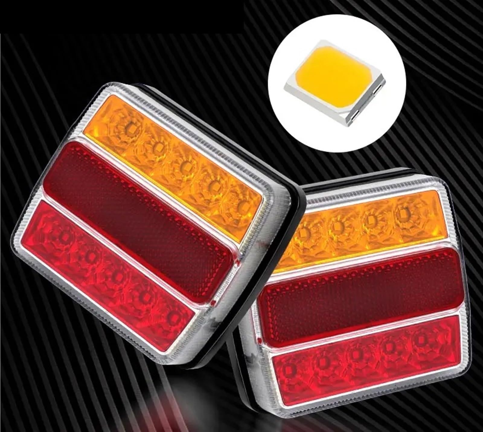 Pilotos Traseros Luz LED Freno Trasero Cuadrada 4 Pulgadas con Lámpara Placa Matrícula, Luz Indicadora Señal Giro, Luces Traseras para Camión, Remolque, Furgoneta 4x4 Set Iluminación Trasera