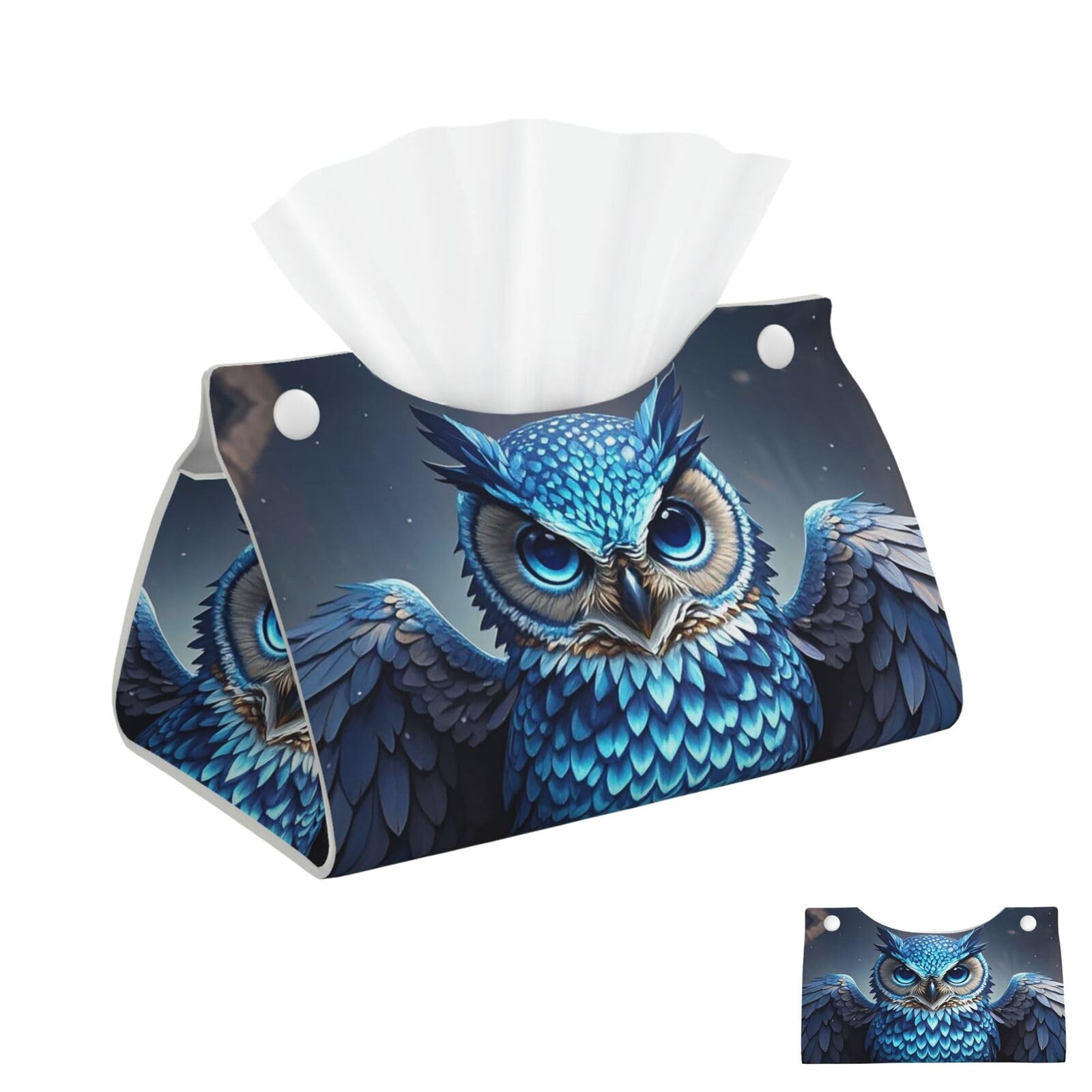 Blue Owl Tissue Box Cover Square Cube Boxes