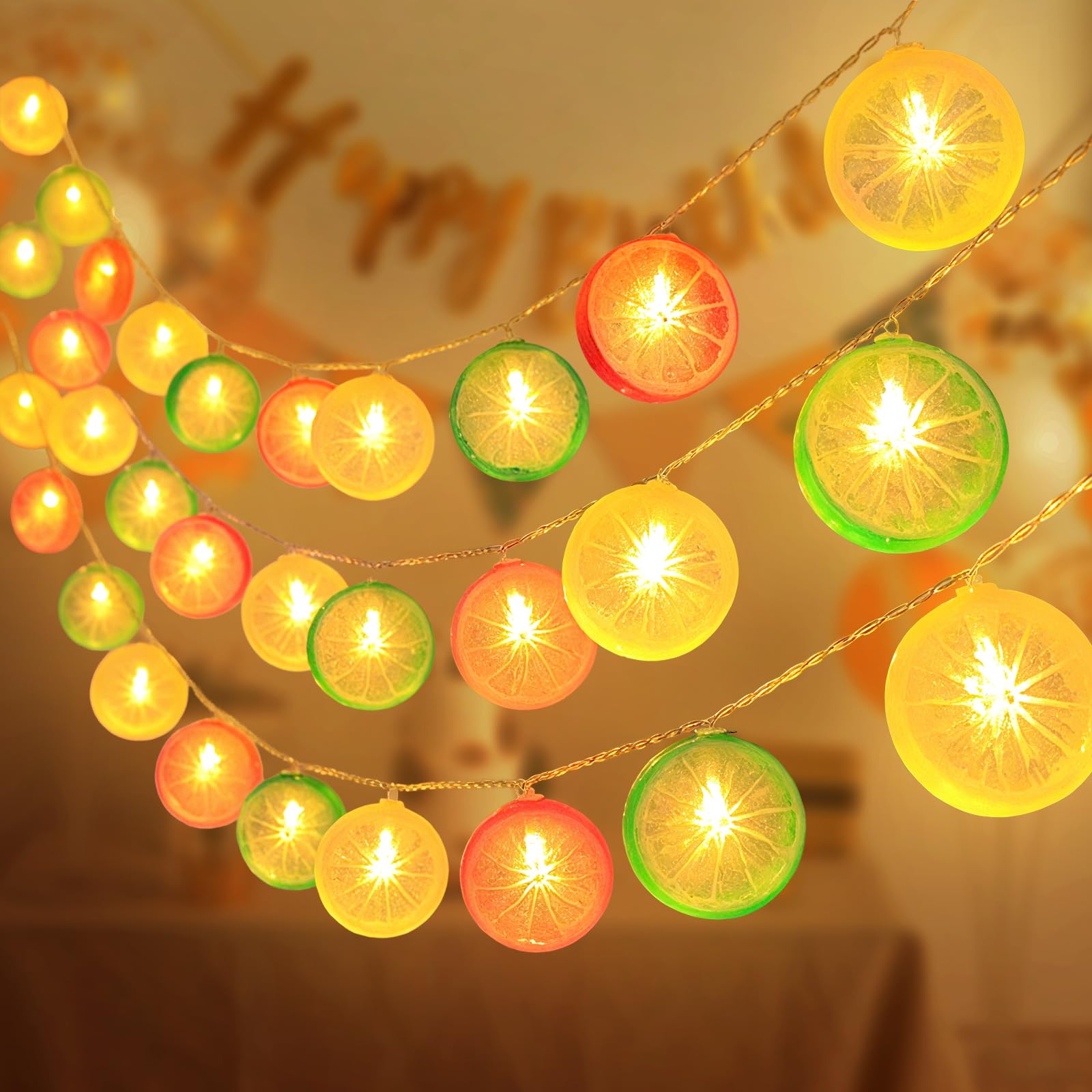 Vicloon Lemon Fairy Lights, 3m 20 LED Fruits Lemon String Lights, Battery Powered, Outdoor Indoor String Fairy Light for Bedroom, Party, Wedding, Garden, Camping, Christmas Decoration