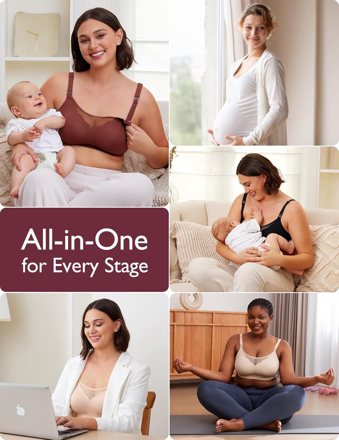 Momcozy Breathable Mesh Nursing Bras Comfort Maternity Bra Medium, U Shaped Full Body Maternity Pillow