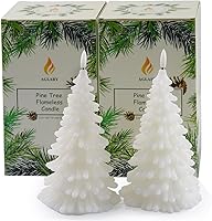 Vista 1 de AGLARY 2 velas blancas sin llama para árbol de Navidad, velas LED que funcionan con pilas, función de temporizador, con control remoto