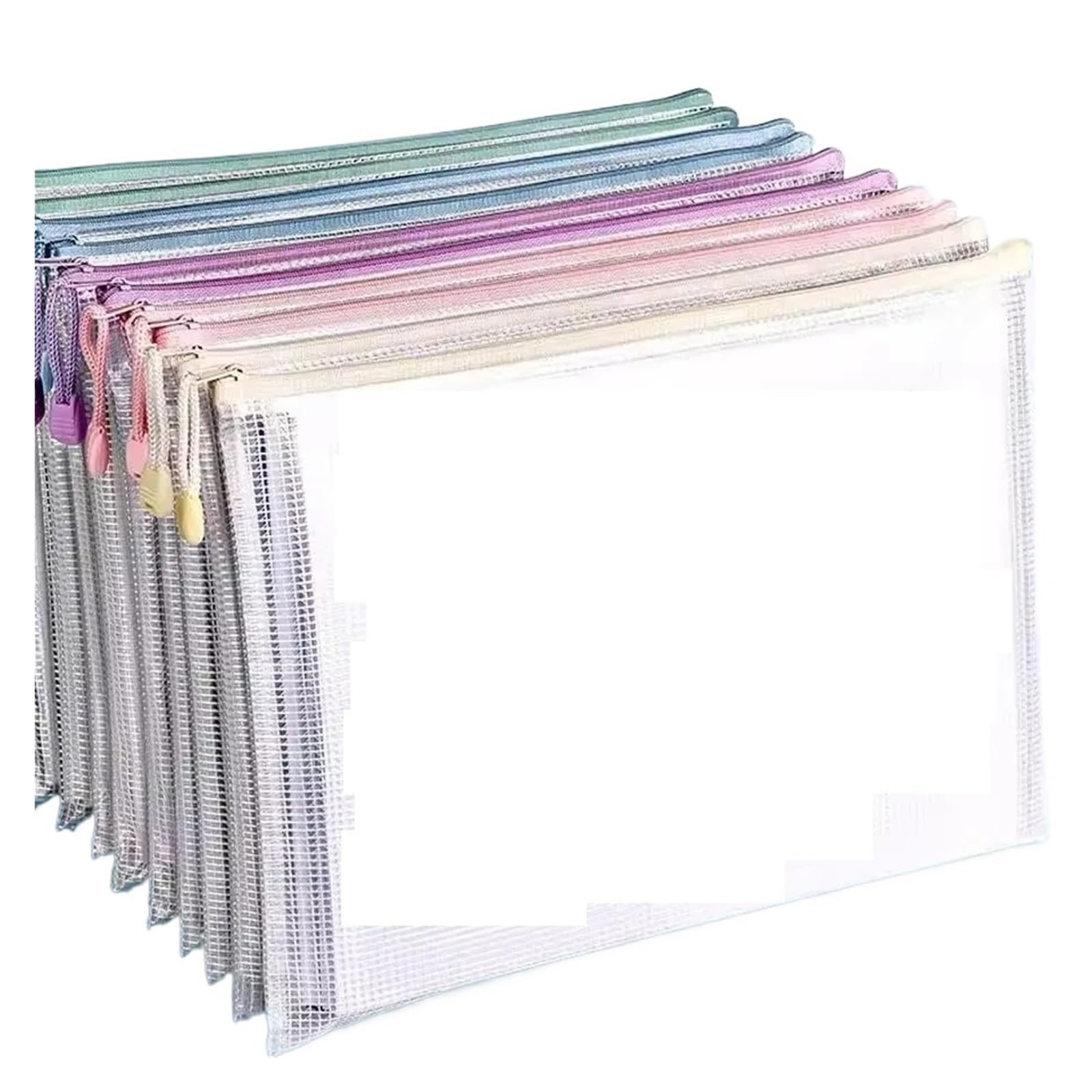 24 sacchetti in plastica per documenti, formato A4, con cerniera, colori misti, per viaggi, scuola, ufficio, organizer per documenti da ufficio