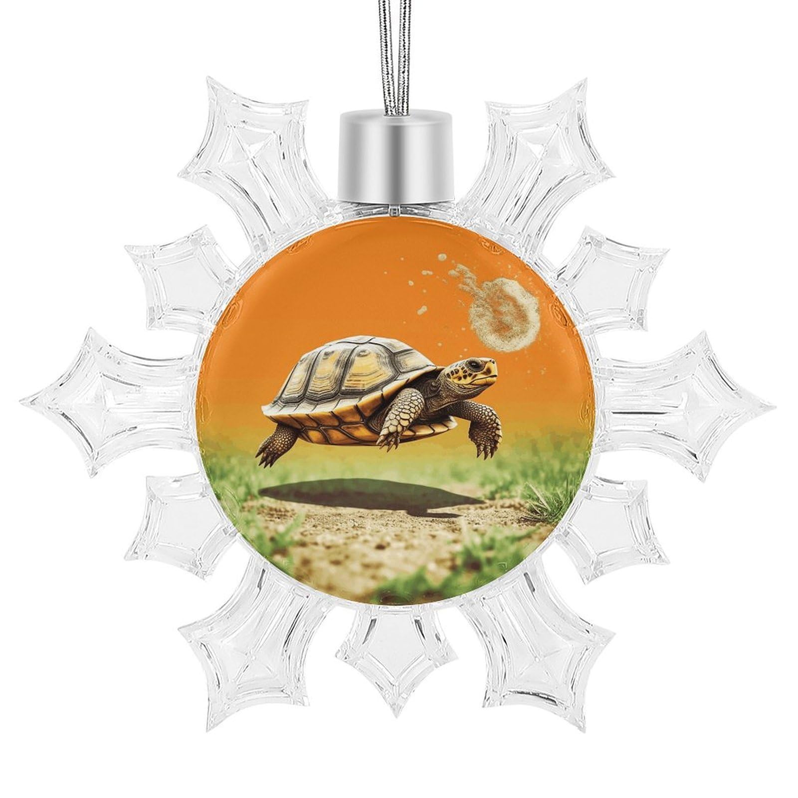 Tortoise Turtle Jumping Snowflake Ornaments Cute Snowflake Pendant Exquisite Christmas Tree Ornaments for Christmas Weddings New Year Birthday Holiday Celebration