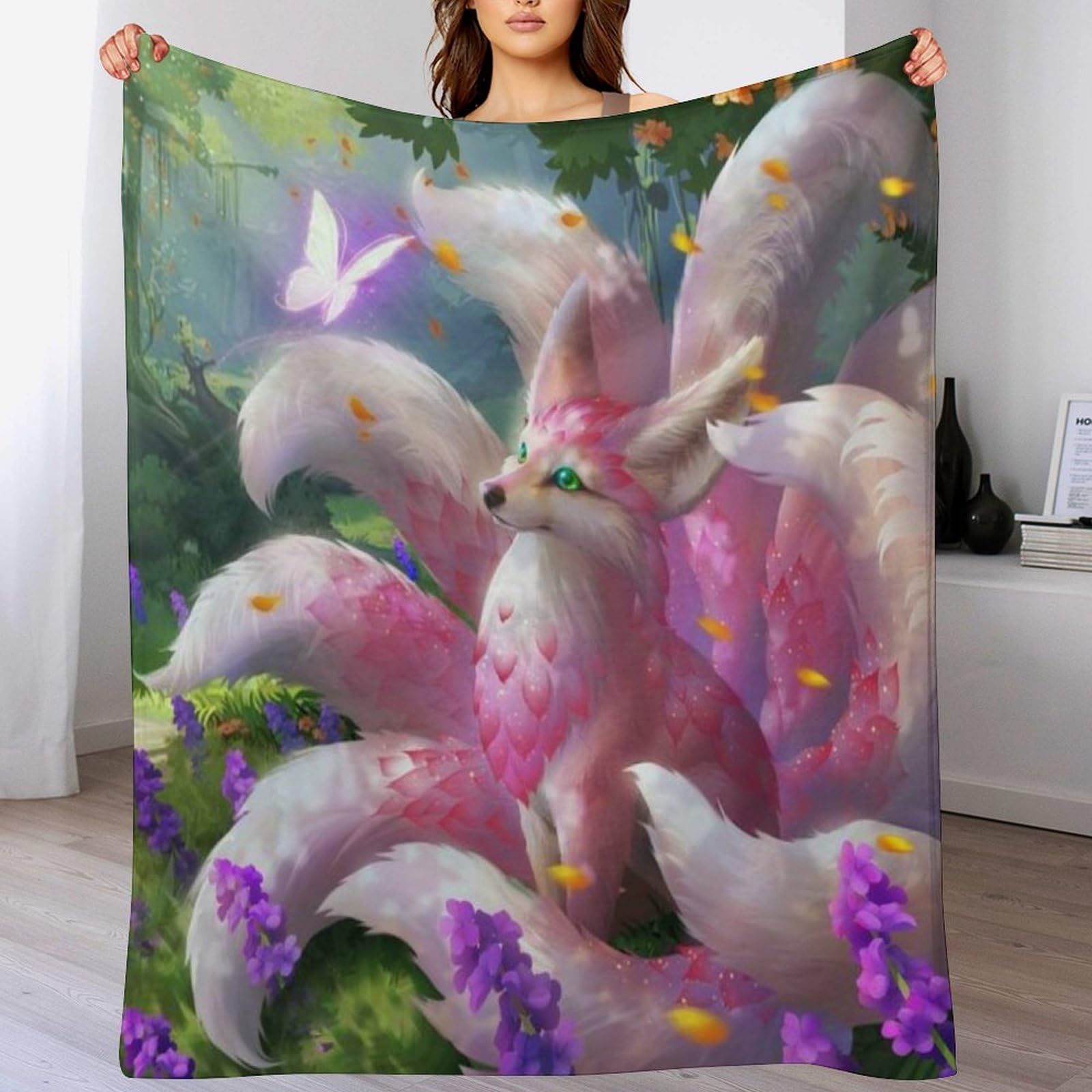 Manta de zorro de franela suave para cama de 130 x 150 cm