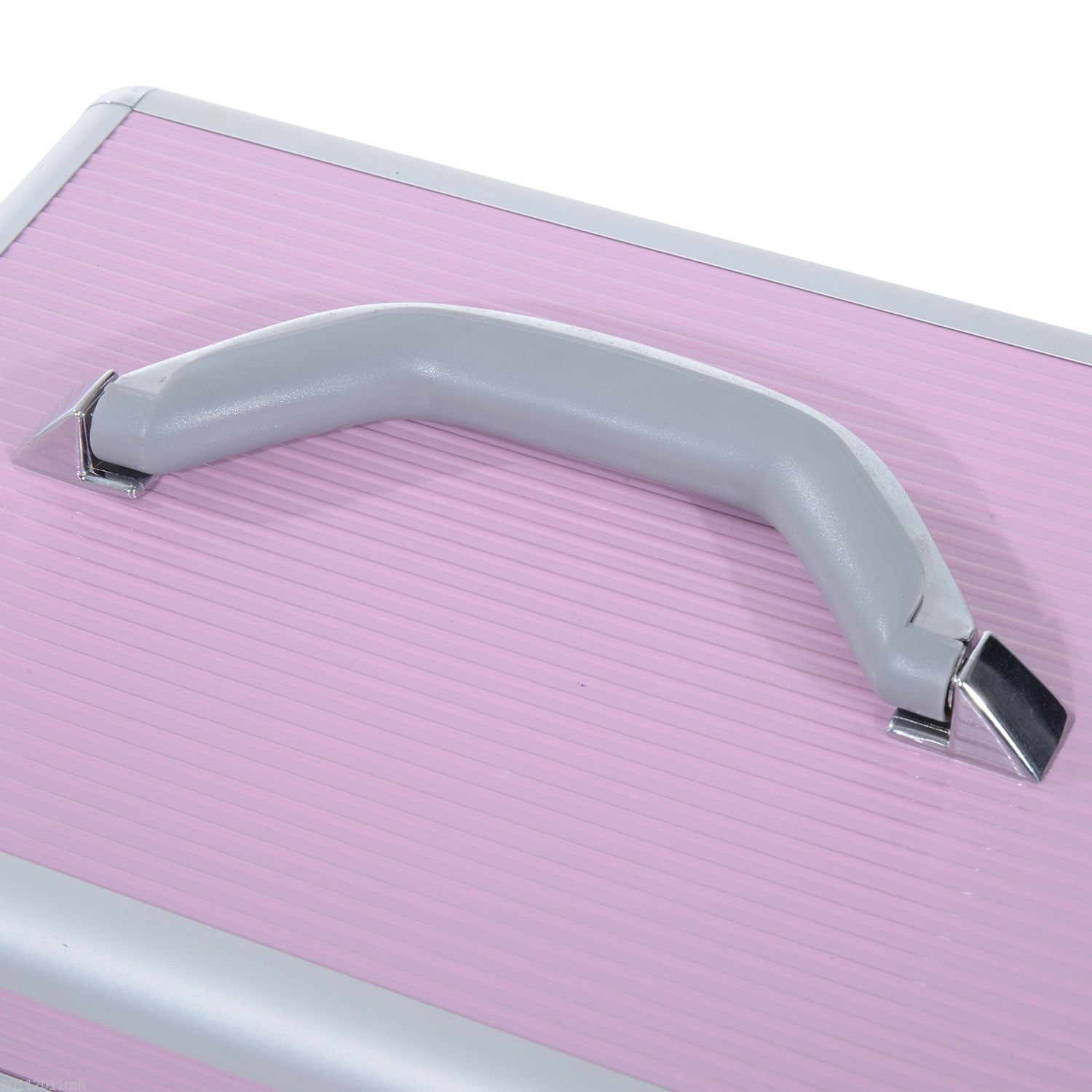 HOMCOM Maletín de Maquillaje Organizador Cosméticos Profesional Estuche para Maquillaje Caja de Belleza Portátil Varios Compartimientos 29x21x20cm Aluminio