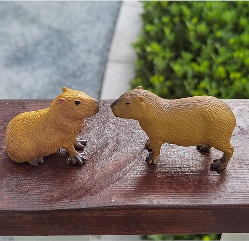 Miniatura 6 de Capybara - Adorno de estatua de animal, decoración de cumpleaños para fiesta de Capybara, modelo pintado a mano de juguete Capybara, modelo de