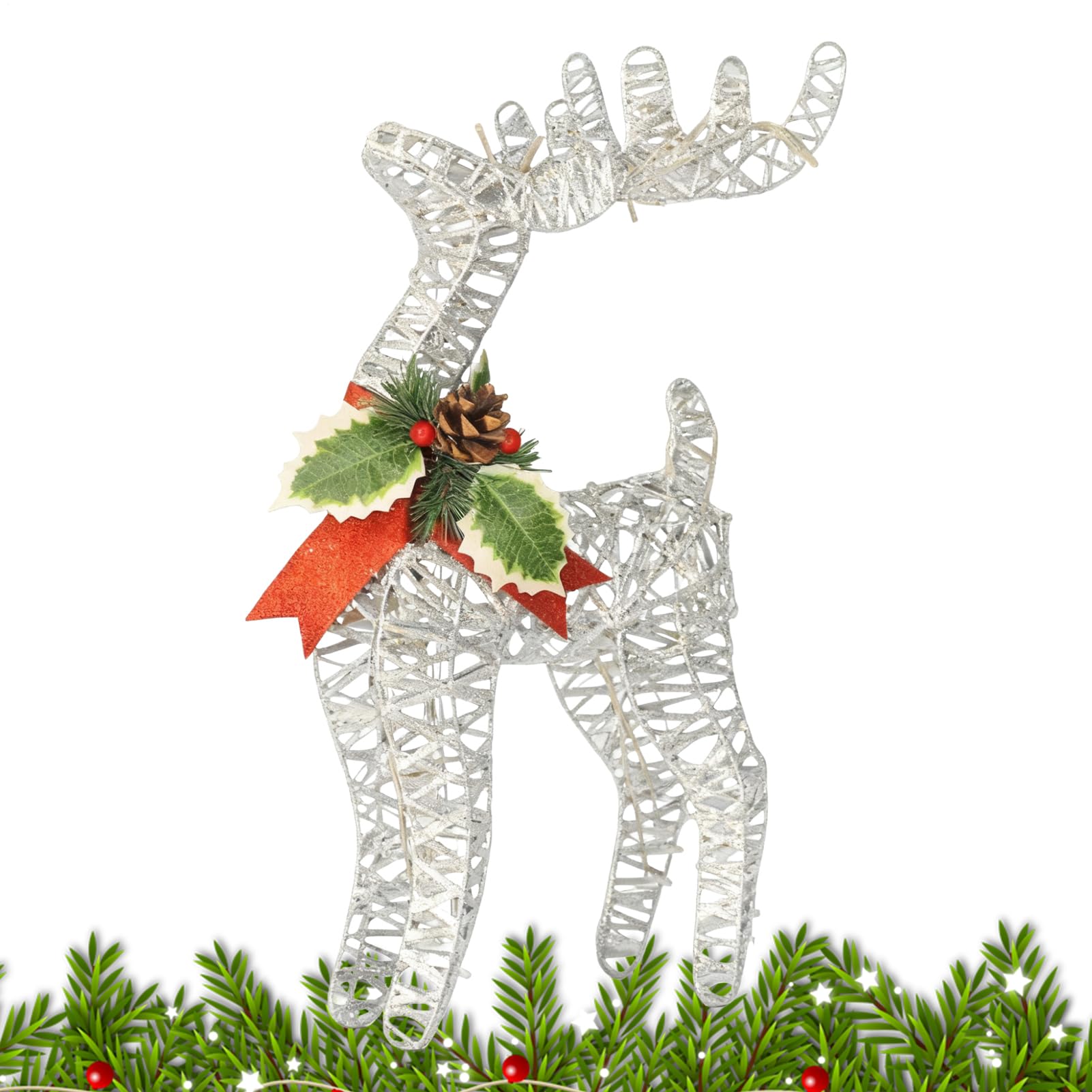 Figuritas De De Navidad Festivo De Metal Iluminado | Decoracion Navideña De Para Sala De Estar Interior Hogar Navideño Exterior Familia Entrada Festival Repisa
