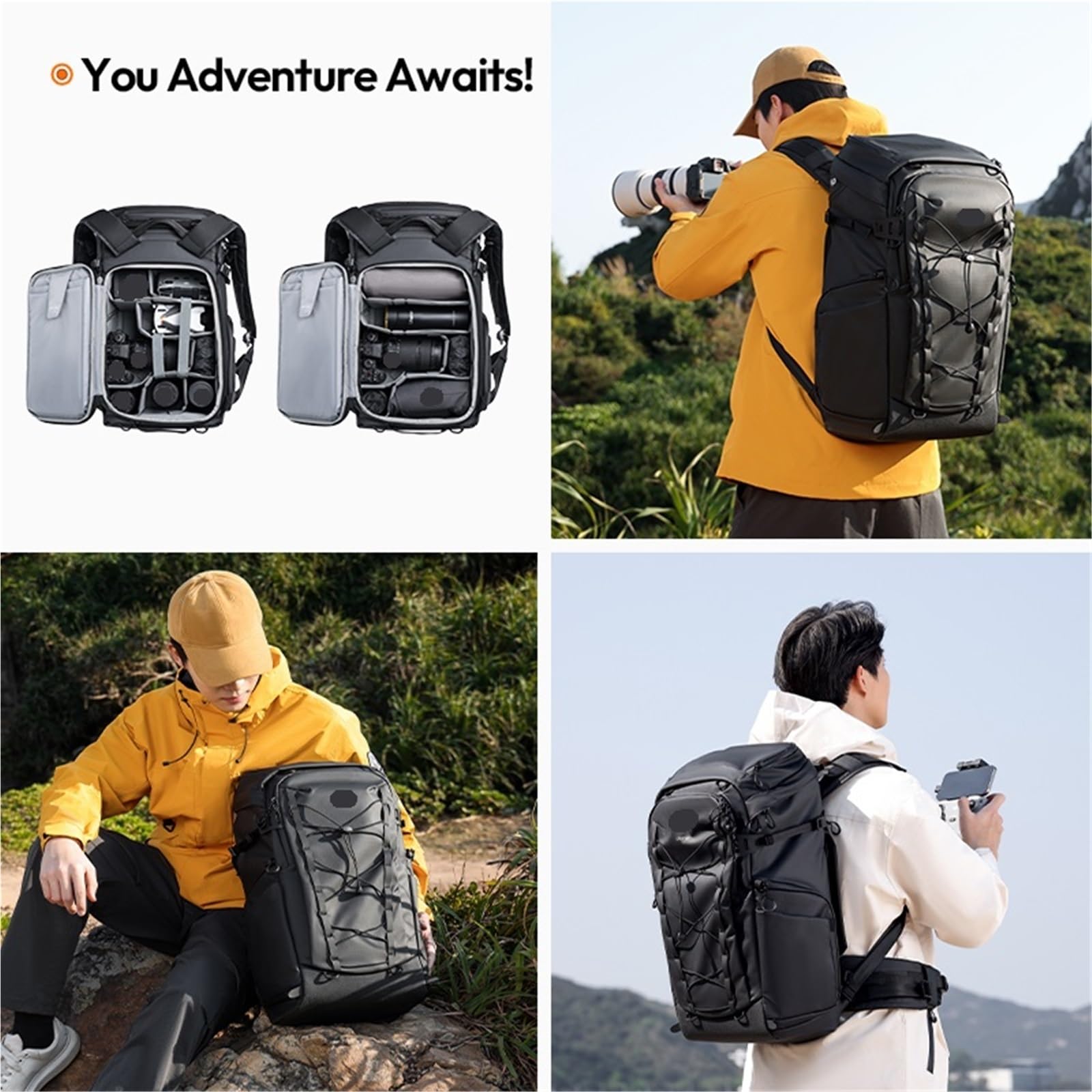 Borsa esterna dello zaino 38L della macchina fotografica per la spalla di viaggio di fotografia dell'obiettivo della macchina
