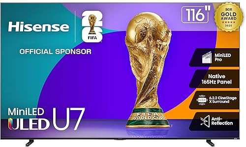 Vista 28 de Hisense 55" U7 Mini-LED ULED 4K UHD Best Premium Gaming Google Smart TV (55U75QG, modelo 2025) - QLED, 165Hz nativo, VRR 288, hasta 3000 nits