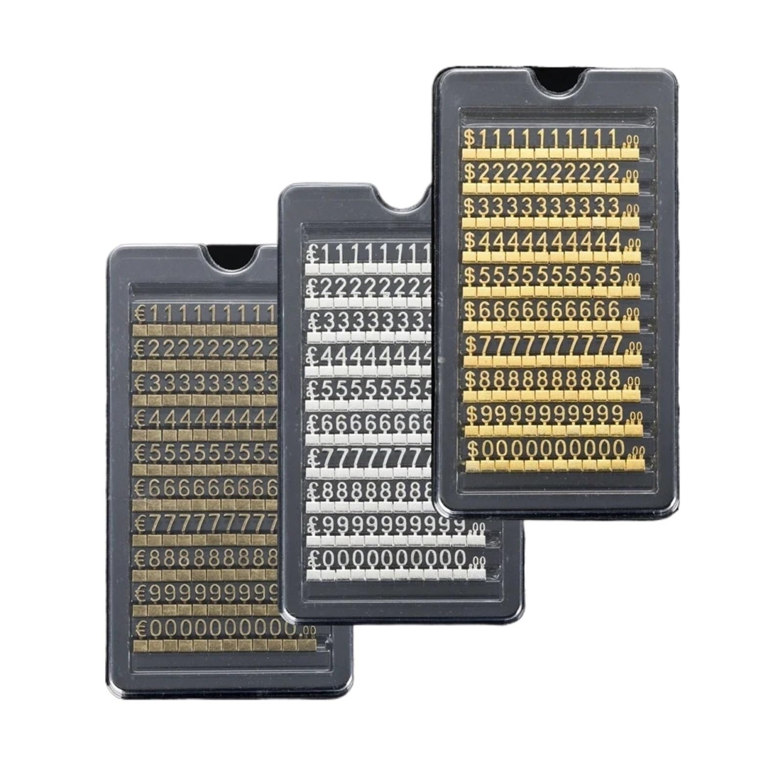 3D-Kombinierte Preisschilder aus Metall, Zahlen, verstellbares Display, Euro-Pfund-Dollar-Etikett, Währungssymbol, Schmuck, Uhr, Telefongeschäft (Dollar Silver)