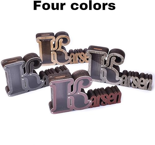 Miniatura 8 de Alcancía para adultos, tarro de madera con letras personalizadas, caja de dinero personalizada para niñosniñas, regalo de madera para niños