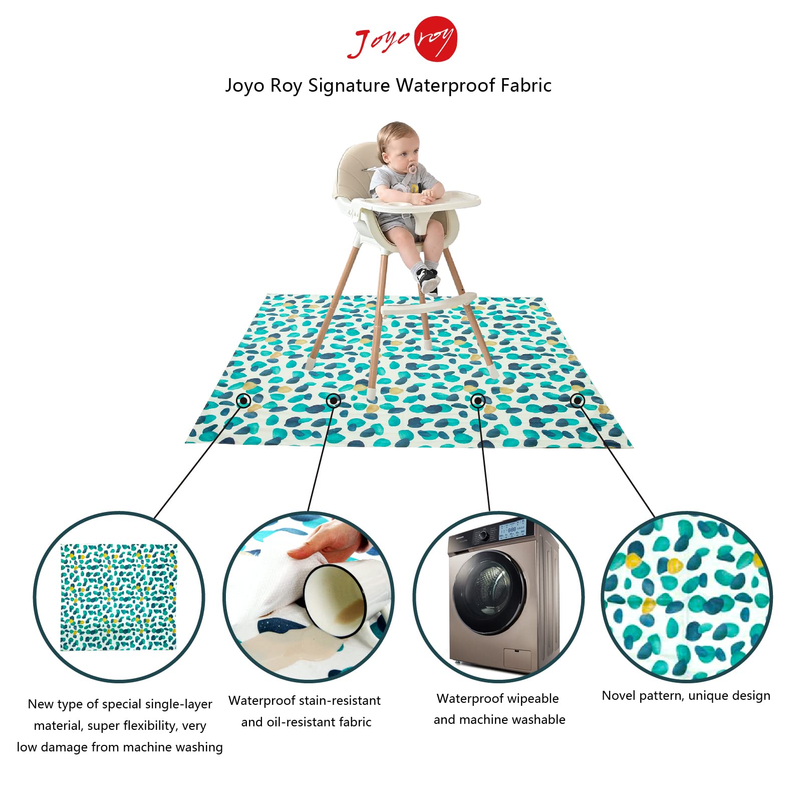 53'' Splash Mat Art Mat Splat Mat High Chair Mat Waterproof Mat Splash Mat For Toddlers Splat Mat For Under High Chair Kids Placemats For Dining Table High Chair Mat For Under High Chair Non-Slip - Image 3