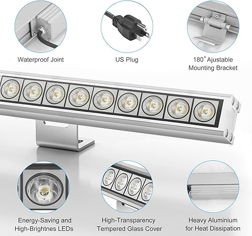 Miniatura 2 de Luces LED de pared para exteriores de 72 W, barra de luz blanca cálida de 40 pulgadas de 3500 K, barra de luz LED impermeable IP67 de 120 V para