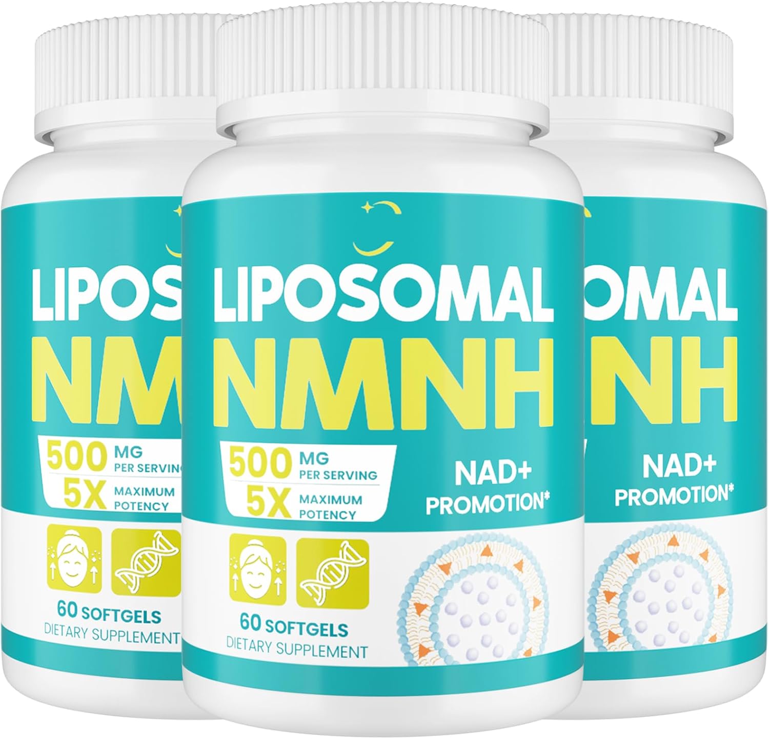 Liposomal NMNH (Dihydronicotinamide Mononucleotide) 500mg - NMN Supplement Alternative - NMNH Supplement to Boost NAD+ Levels as We Age, for Anti-Aging, Energy & Focus - 3 Packs
