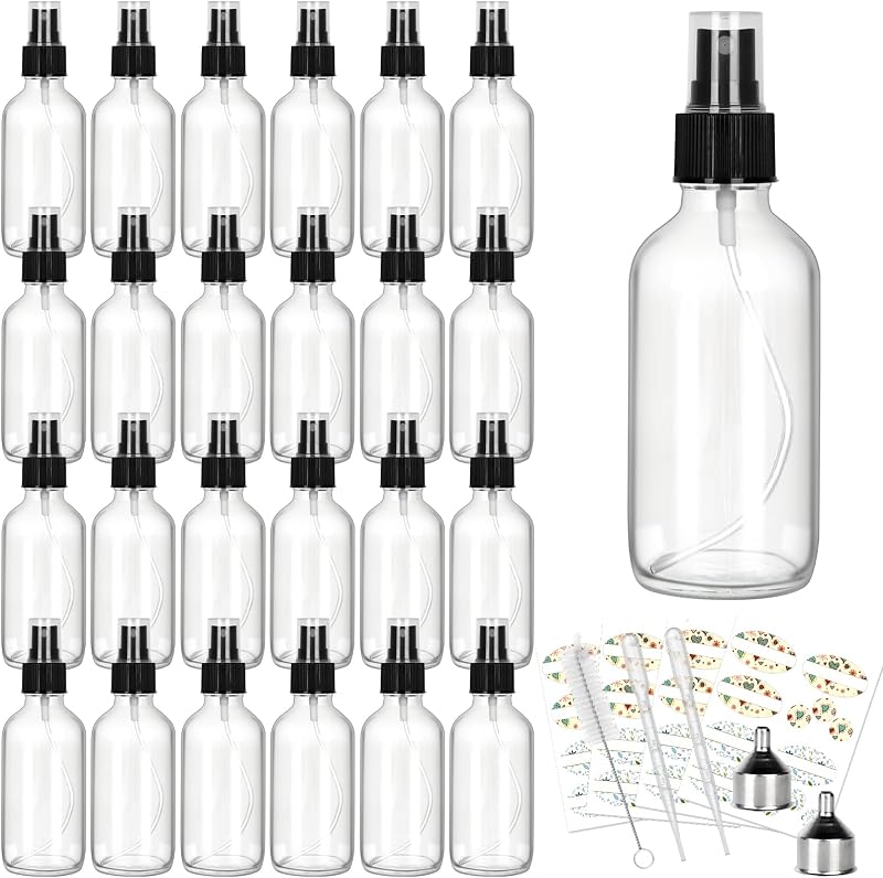 CycleMore Frascos de Vidro Transparente com Spray de Névoa Fina, 25 unidades de 120 mL