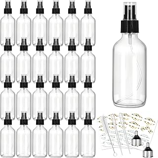 CycleMore 25 Pack 4oz Clear Glass Spray Bottles with Fine Mist Sprayers, Glass Travel Bottles for Cosmetic Essential Oils ...